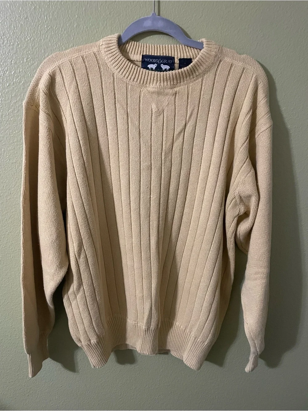 Woods & Gray Vintage Men's Cream Thick Ribbed Cotton Sweater